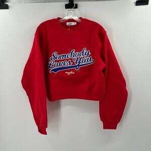 Mayfair Somebody Loves You Cropped Sweatshirt - Red/Blue - XS - NWT